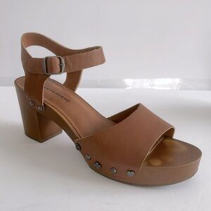 Lucky Brand Shoes Women’s Block Heel Sling Back Brown Summer Sandals Size 8.5